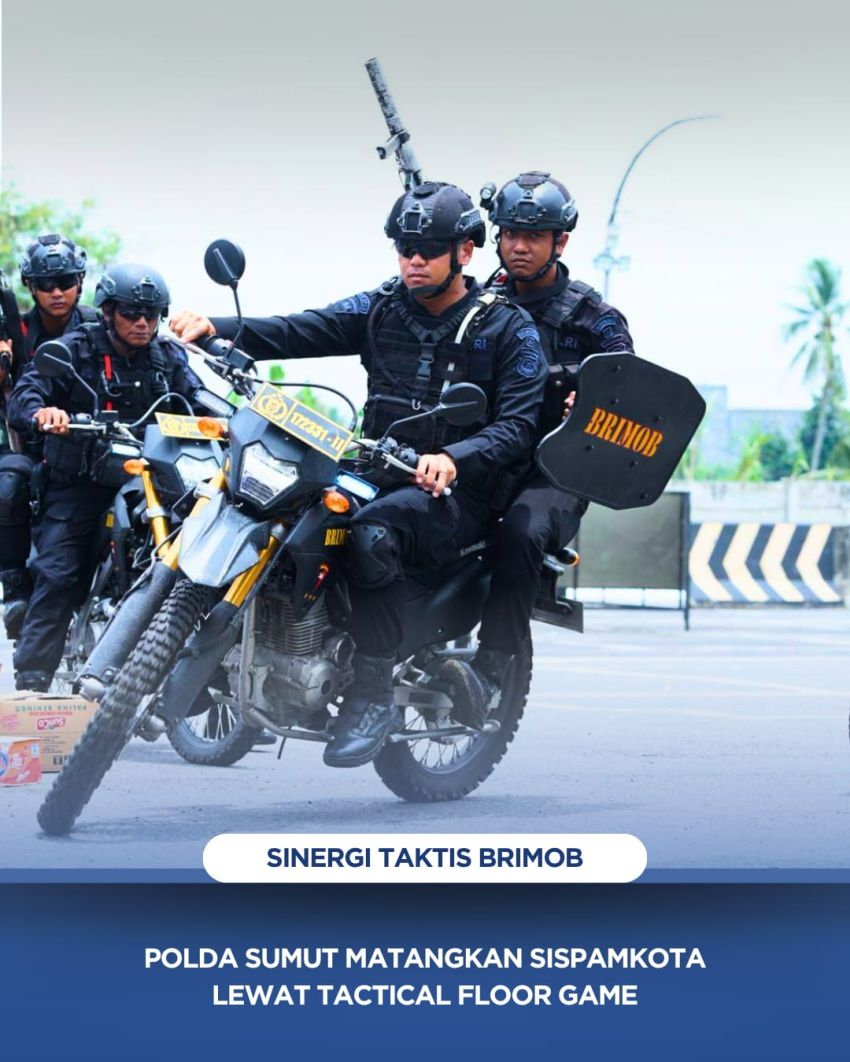 Sinergi Taktis Brimob dan Polda Sumut Matangkan Sispamkota Lewat Tactical Floor Game