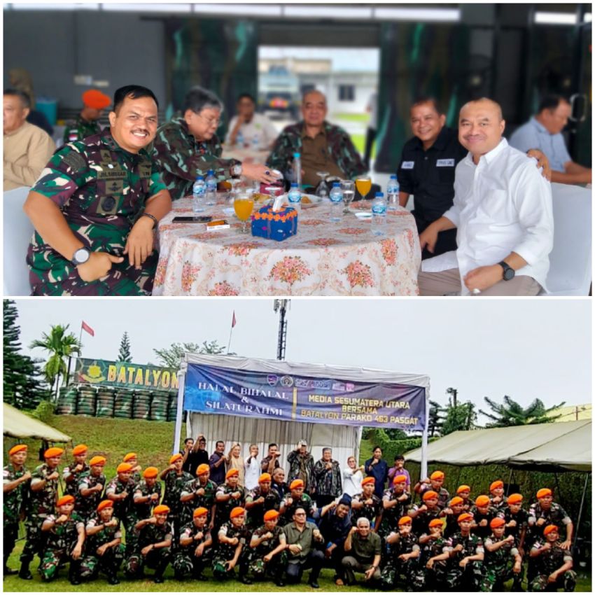 Batalyon Para Komando 463 Pasgat Silaturahmi dan Halal Bihalal Guna Pererat Sinergi dengan Media Sumut