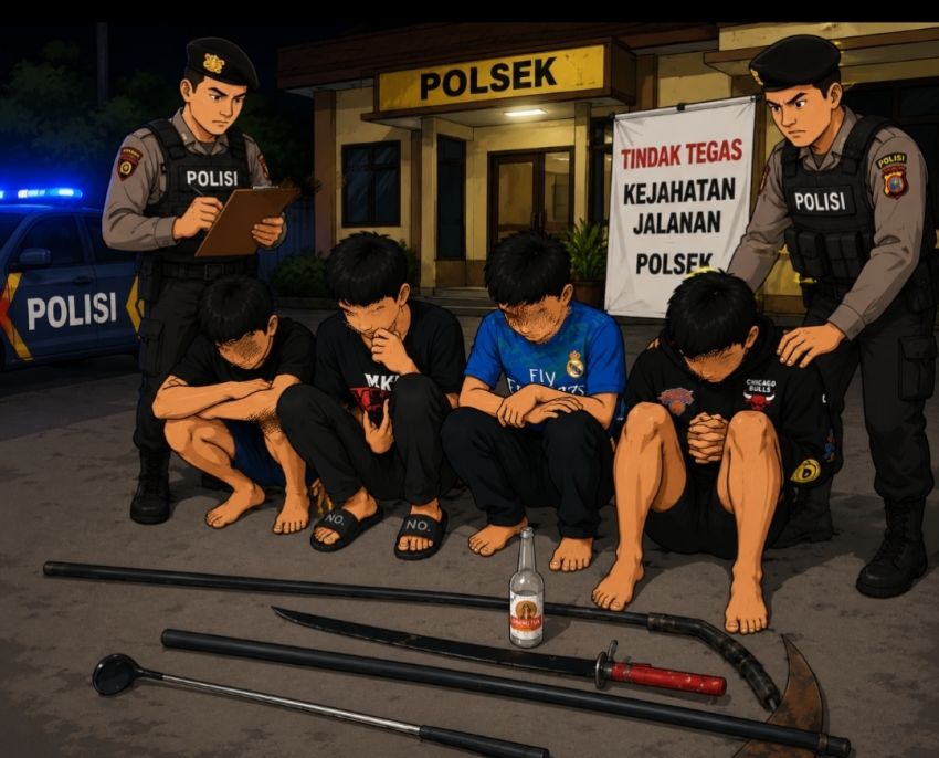 Gencar Patroli 3C, Polresta Deli Serdang Amankan Empat Remaja Diduga Hendak Tawuran