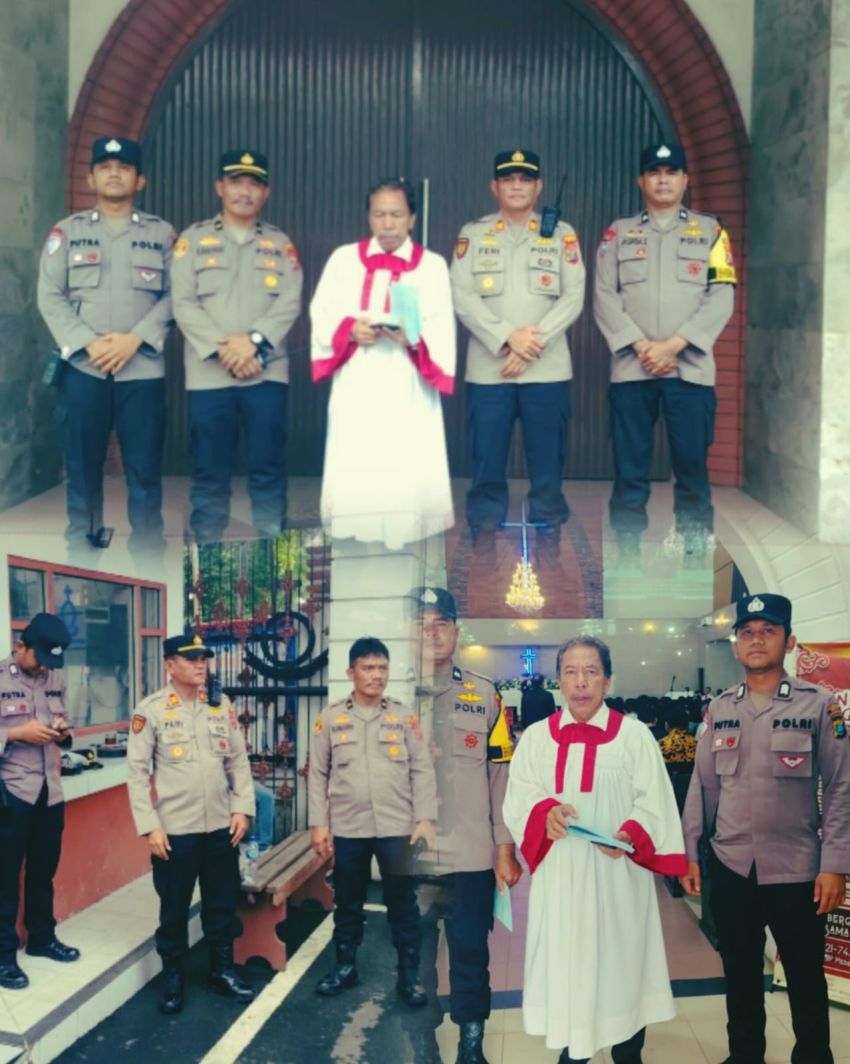Kapolsek Medan Kota Pimpin Pengamanan Ibadah Kenaikan Yesus Kristus di Gereja HKBP Sudirman