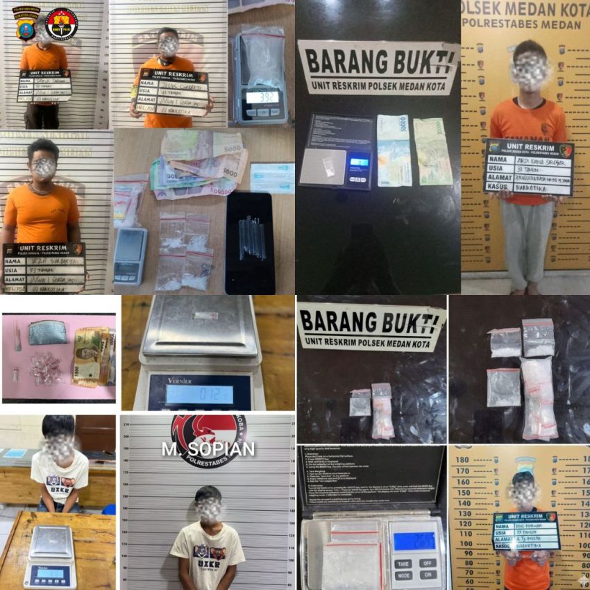 Sikat Peredaran Narkoba, Polrestabes Medan dan Polsek Jajaran Ringkus Enam Pengedar dalam Sehari