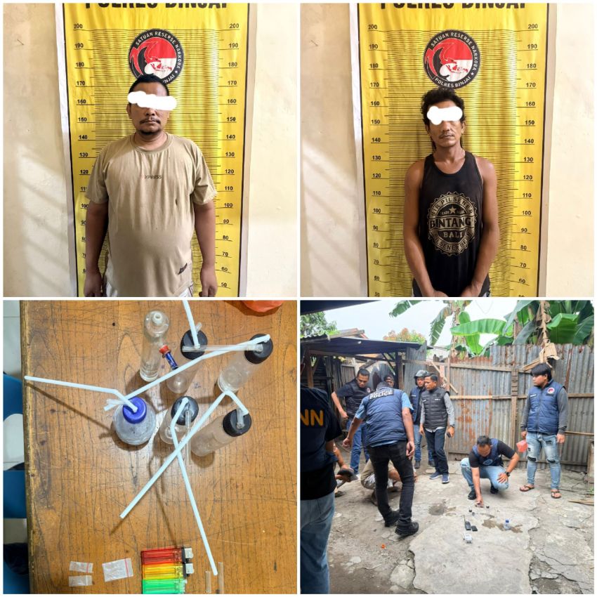 Kolaborasi Polres Binjai dengan BNNK Binjai Gerebek Sarang Narkoba, Dua Orang Diamankan