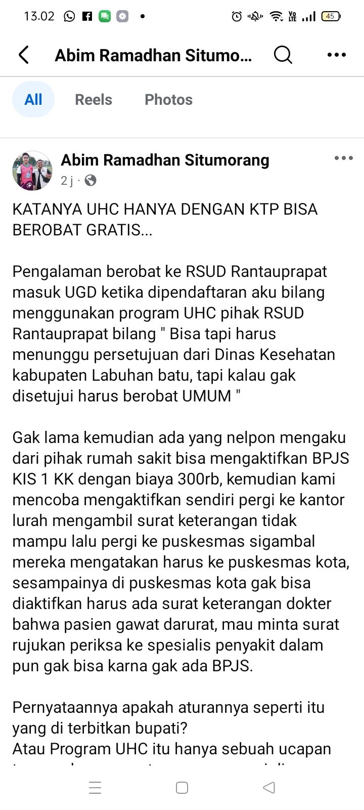 Rumitnya Program UHC di Labuhanbatu: Berobat Gratis Cuma Pakai KTP?