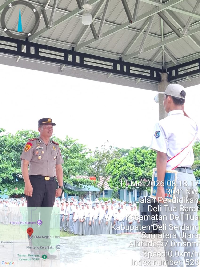 Sambangi SMAN 1 Delitua, Kapolsek AKP Kennedy Sitompul Ajak Siswa Jauhi Narkoba dan Geng Motor