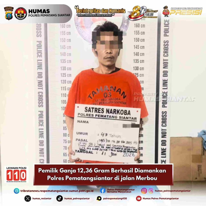 Polres Pematangsiantar Bekuk Pemilik Ganja 12,36 Gram