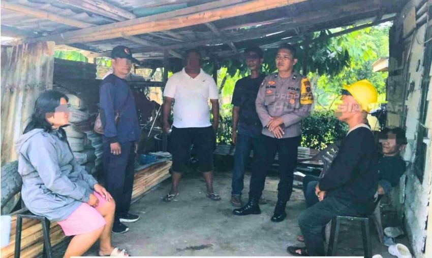 Polsek Siantar Utara Beri Imbauan ke Pekerja Rabat Beton di Gang Pinus