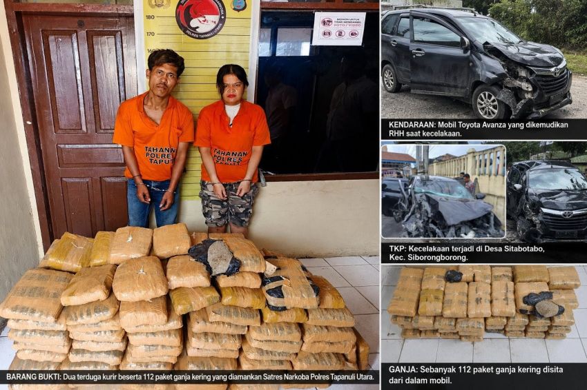 Bawa Ganja ke Medan, Kecelakaan di Taput, 2 Kurir dan 112 Kg Ganja Disita