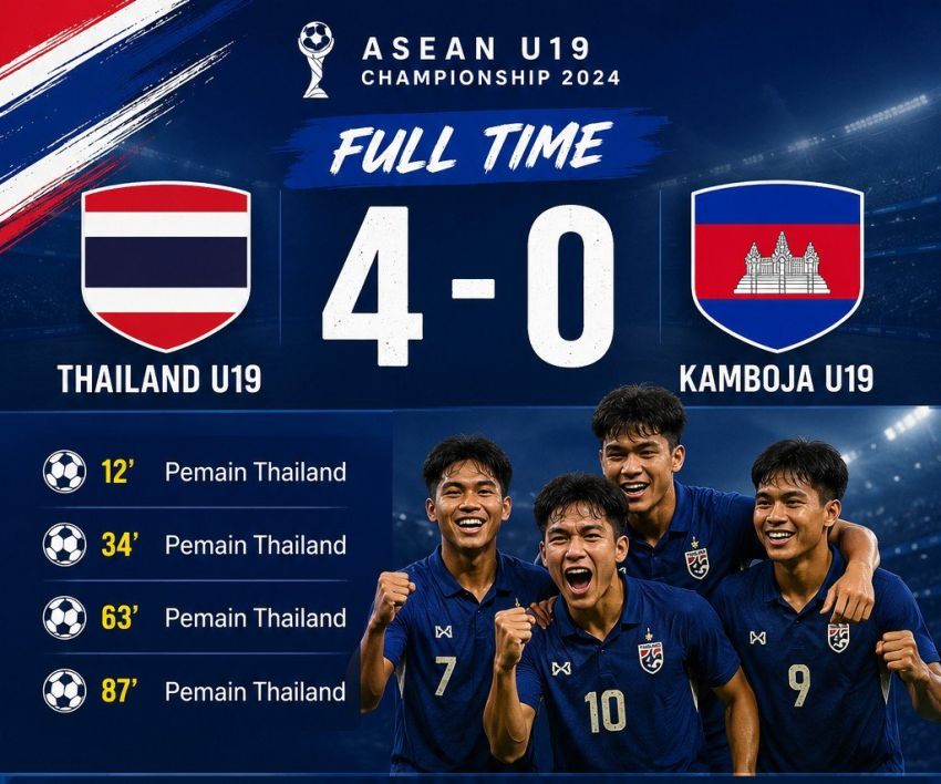 Bantai Kamboja 4-0, Thailand Tunggu Lawan di Final