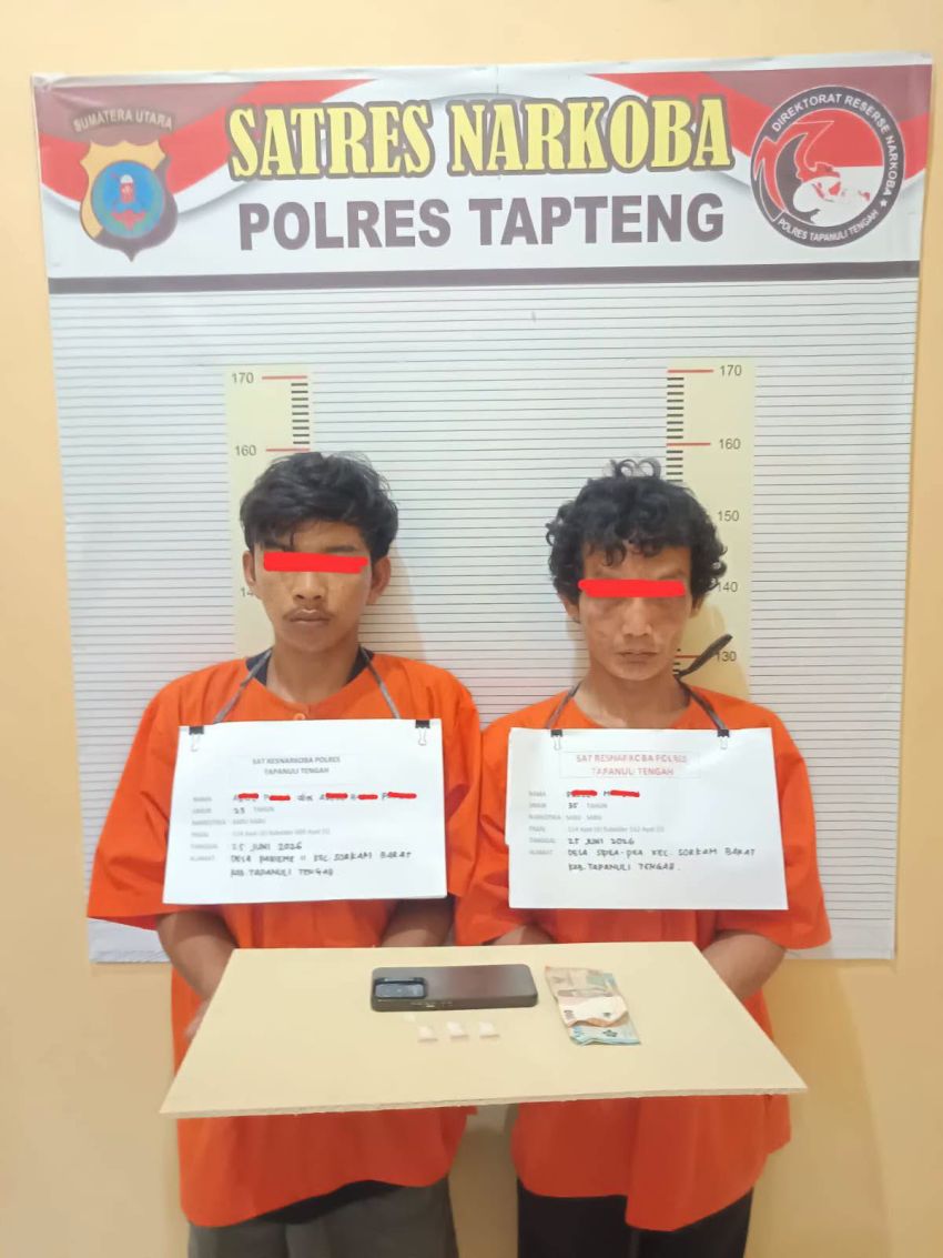 Sikat Pengedar Sabu di Sorkam Barat, Sat Resnarkoba Polres Tapteng Amankan 2 Pelaku