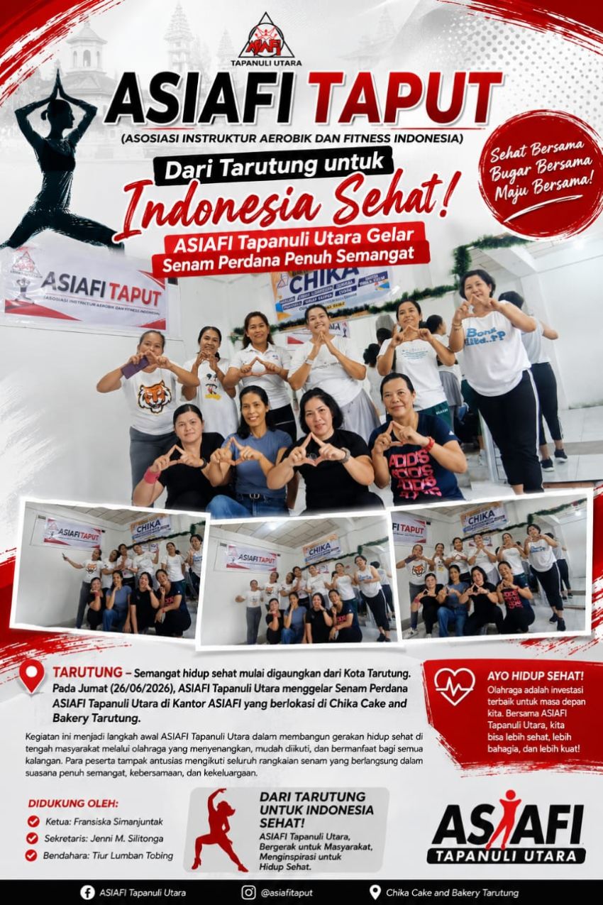 Dari Tarutung untuk Indonesia Sehat, ASIAFI Tapanuli Utara Gelar Senam Perdana Penuh Semangat