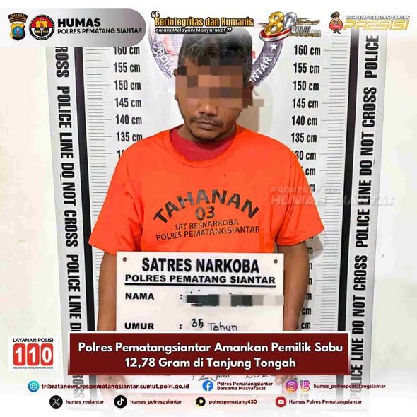 Seorang Warga Jalan Tambun Barat Diciduk Polres Pematangsiantar, Punya Sabu 12,78 Gram