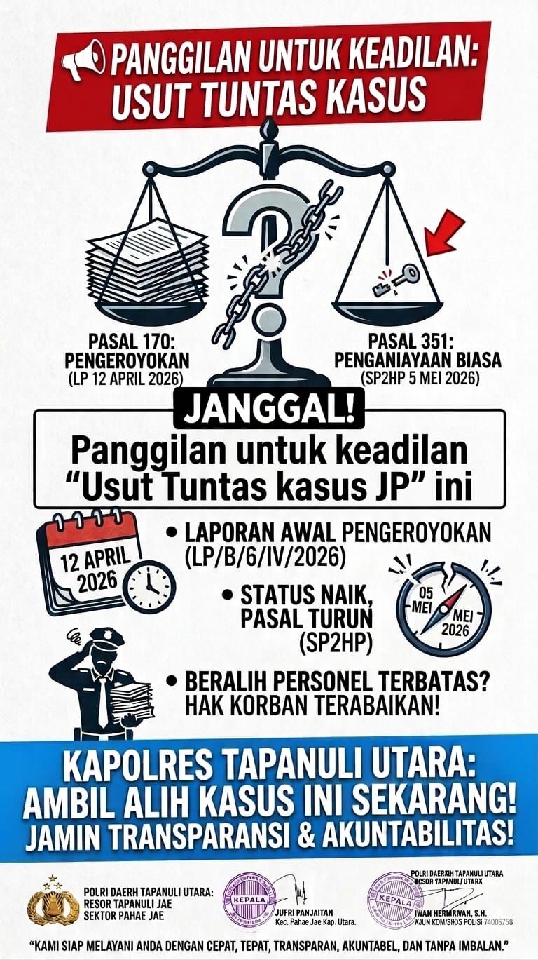 Polsek Pahae Jae Dituding 'Lamban', Polres Taput Didesak Ambil Alih Kasus Dugaan Pengeroyokan Wartawan JP