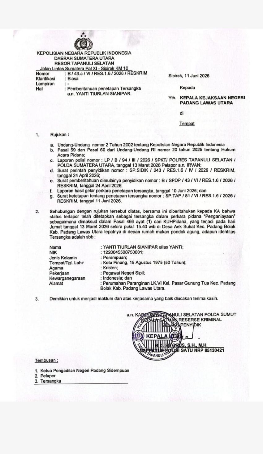 ASN Terduga Penganiaya Jurnalis tvOne di Tapsel Jadi Tersangka, Duh! Tak Ditahan Karena Istri Perwira Polisi?