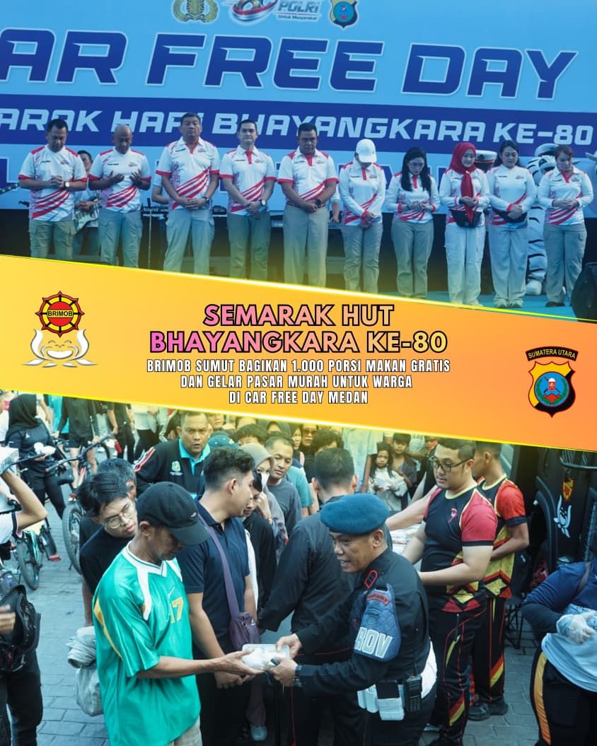 Brimob Polda Sumut  Bagikan  1.000 Porsi Makanan Gratis