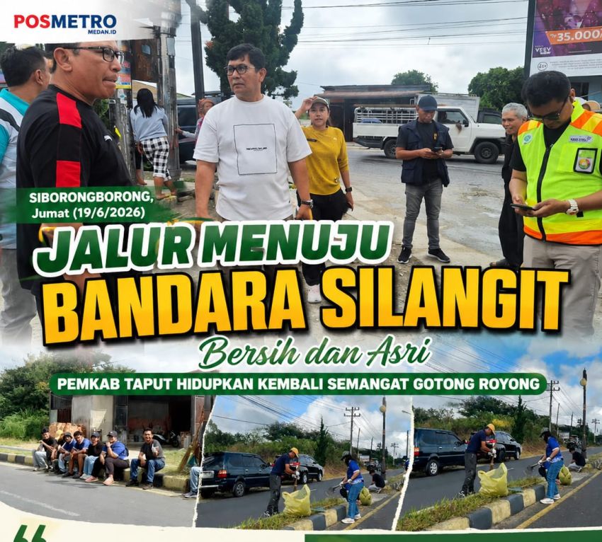Jalur Menuju Bandara Silangit Bersih dan Asri, Pemkab Taput Hidupkan Kembali Semangat Gotong Royong