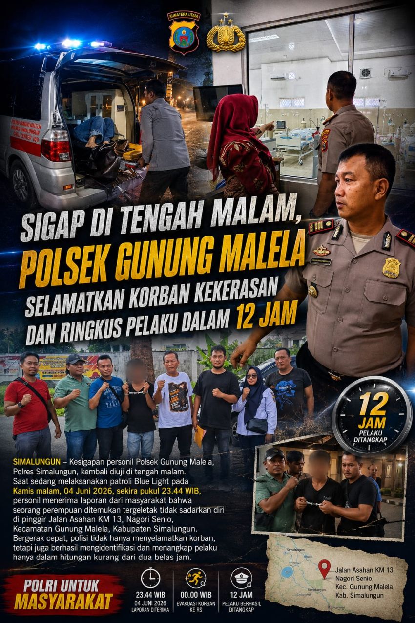 Sigap Di Tengah Malam, Polsek Gunung Malela Selamatkan Korban Kekerasan Dan Ringkus Pelaku Dalam 12 Jam