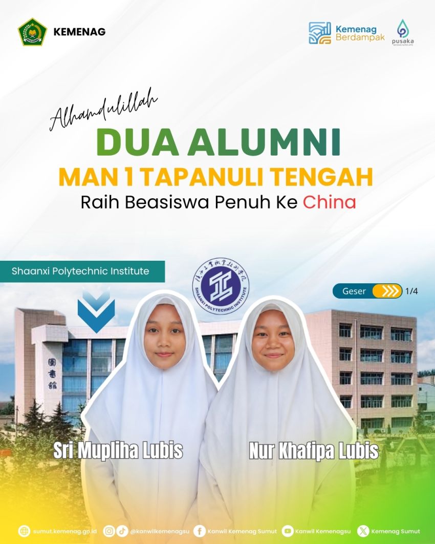 Dua Alumni MAN 1 Tapanuli Tengah Raih Beasiswa Penuh ke China