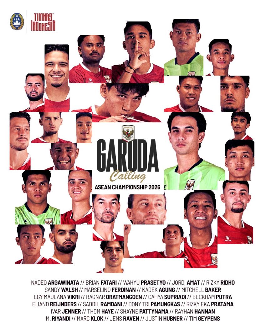 Ini Dia 26 Pemain Timnas Berlaga di Piala AFF 2026