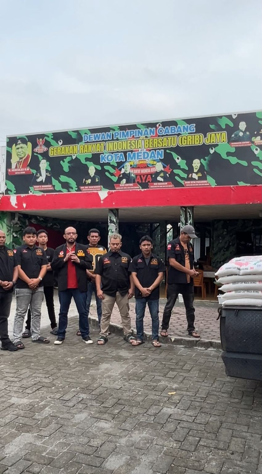 DPC GRIB Jaya Kota Medan Terima Bantuan 200 Goni Beras dan 10 Kotak Minyak, Siap Diolah Jadi Makanan Siap Santap untuk Warga