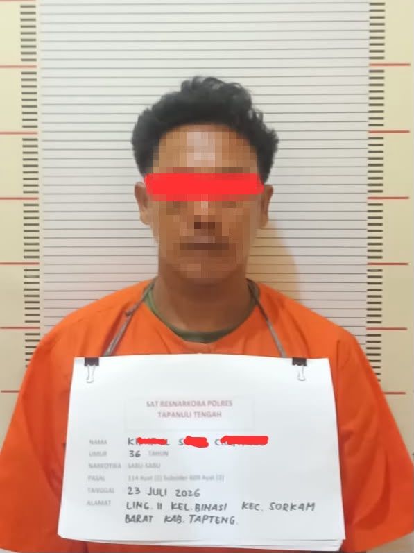 Polres Tapteng Ringkus Pengedar Sabu di Sorkam Barat, 7,21 Gram Jadi Barbut