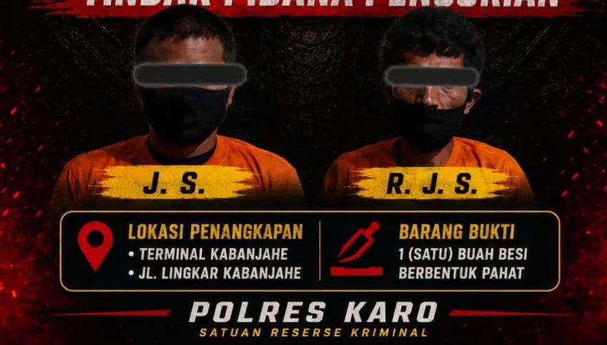 Tim Cobra Satreskrim Polres Karo Bekuk 2 Terduga Pembobol Kedai