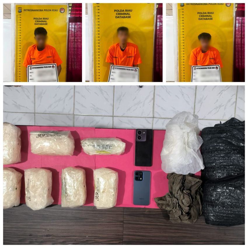 7 Kilogram Sabu Dikubur di Tanah dan Kebun Sawit, Ditresnarkoba Polda Riau Ringkus 3 Tersangka