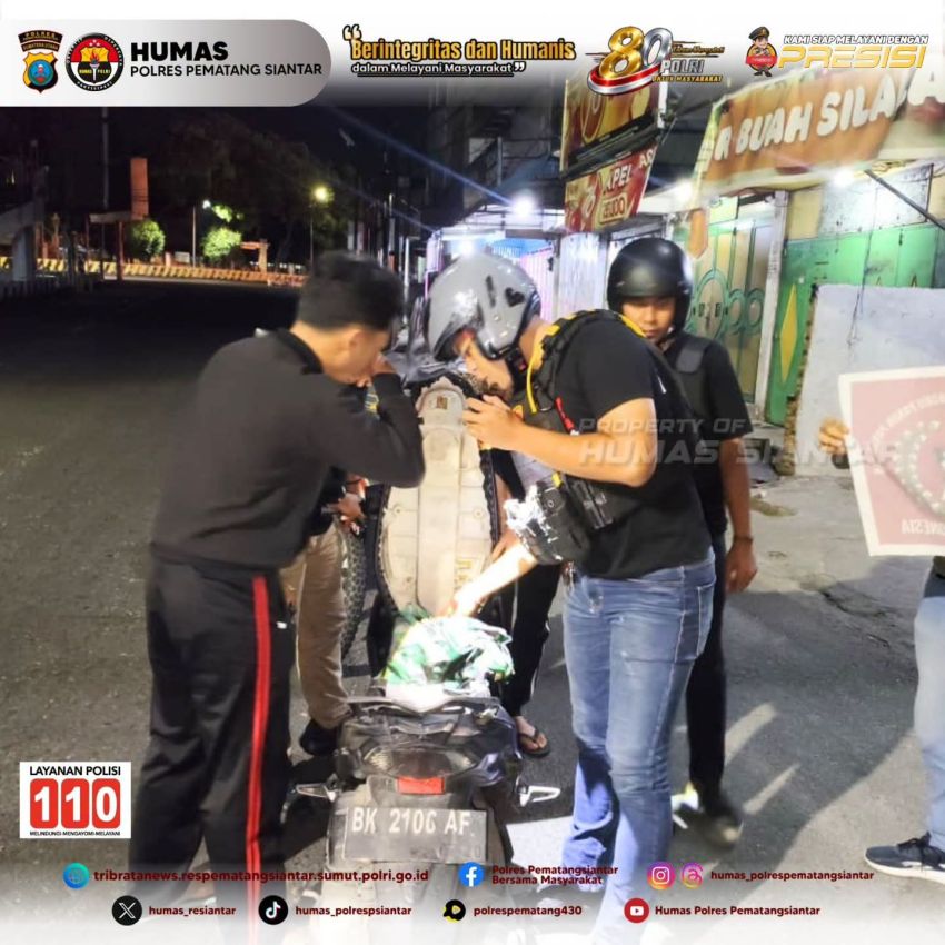 Patroli Malam, Polres Pematangsiantar Amankan 2 Sepedamotor Knalpot Brong
