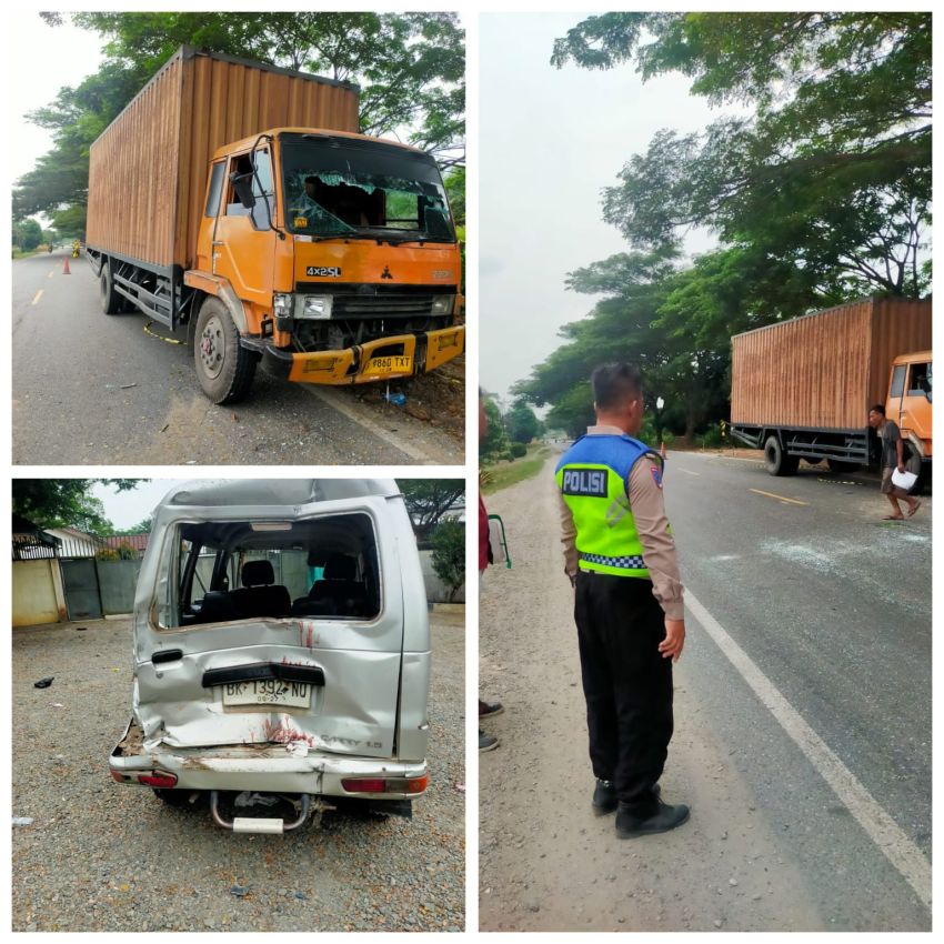 Tabrakan Beruntun di Jalinsum Asahan, Empat Penumpang Minibus Terluka