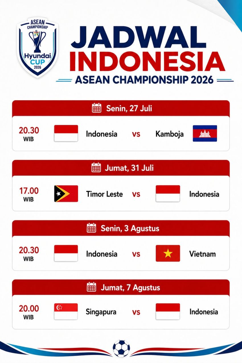 Jadwal Timnas Indonesia di Piala AFF 2026 Resmi Dirilis, Ayo Lihat...