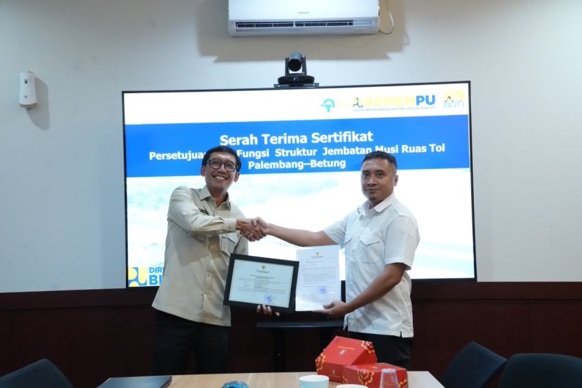Hutama Karya Resmi Kantongi Sertifikat Persetujuan Laik Fungsi Struktur Jembatan Musi V Tol Palembang&ndash;Betung