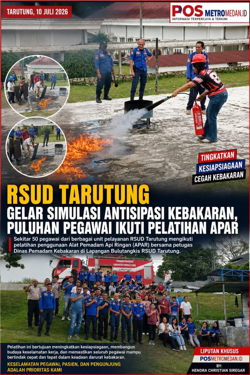 RSUD Tarutung Simulasi Antisipasi Kebakaran, Puluhan Pegawai Ikuti Pelatihan Penggunaan APAR