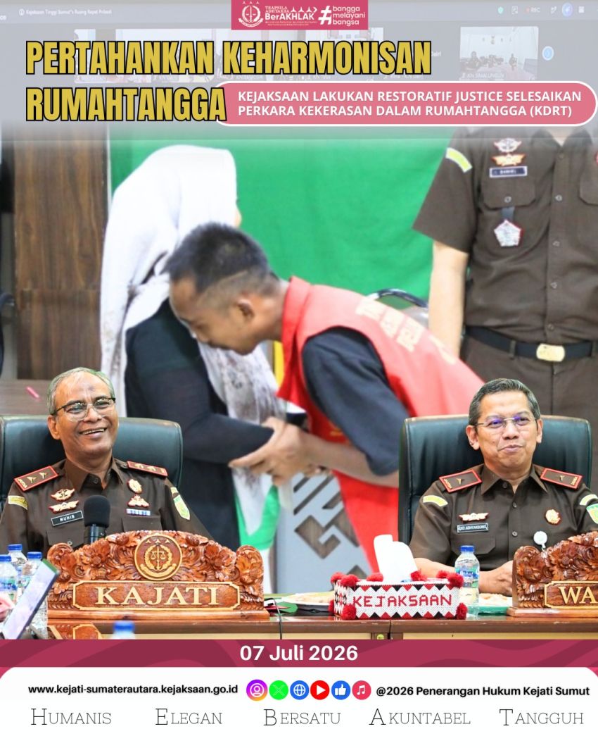 Demi Pertahankan Keharmonisan Rumahtangga, Kejaksaan Lakukan Restoratif Justice Terhadap Pasutri