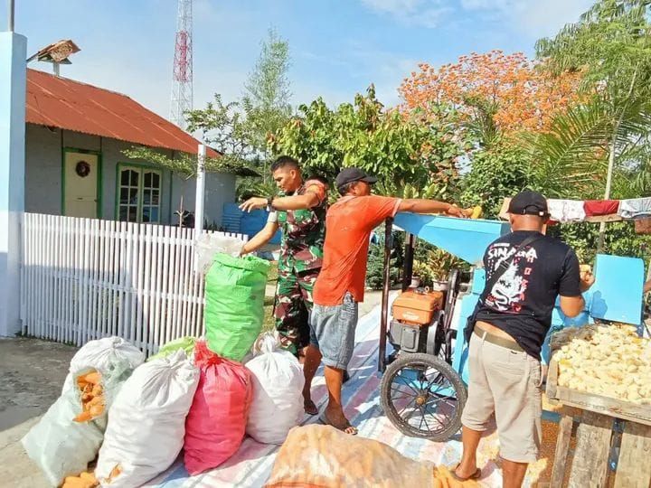 Mesin Penggiling Berputar, Semangat Ketahanan Pangan Digelorakan Babinsa