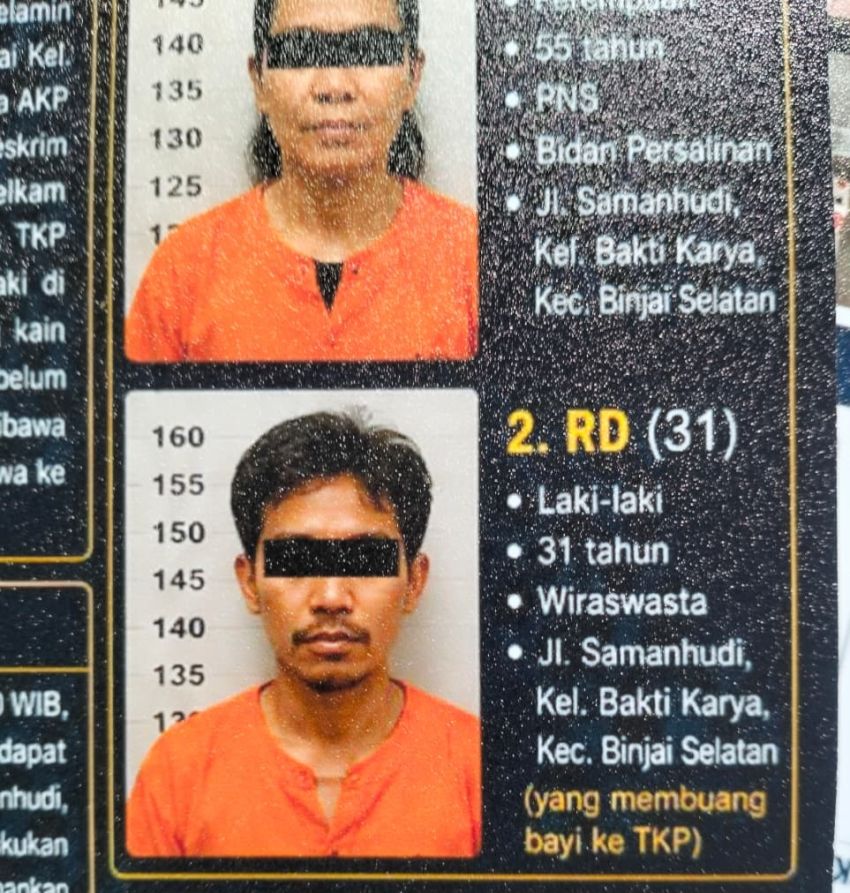 Buang Bayi Di Pinggir Sungai Bingei Binjai, Seorang Bidan dan Pria Ditangkap