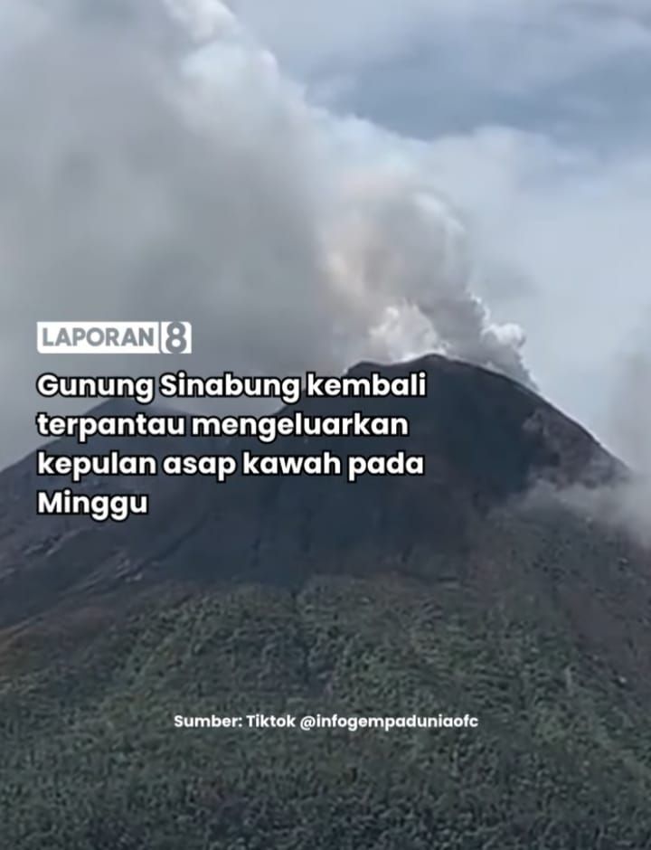 Gunung Sinabung Kembali Keluarkan Kepulan Asap Kawah, Status Tetap Level II Waspada