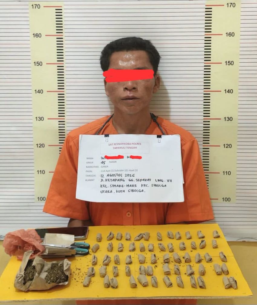 Polres Tapteng Tangkap Pengedar Ganja di Sibolga Utara, 100 Gram Barang Bukti Disita