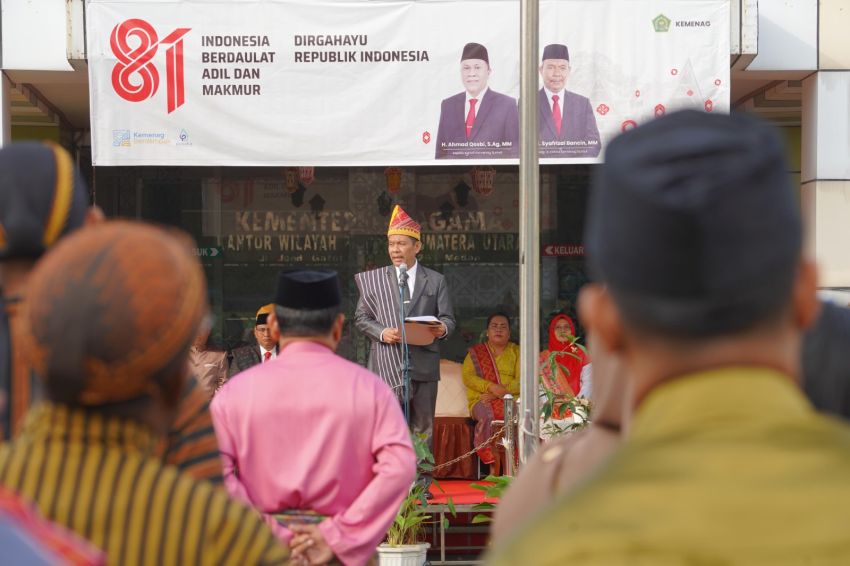 Kanwil Kemenag Sumut Gelar Upacara HUT ke-81 RI, Tegaskan Agama Jadi Sumber Kerukunan dan Kemajuan Bangsa