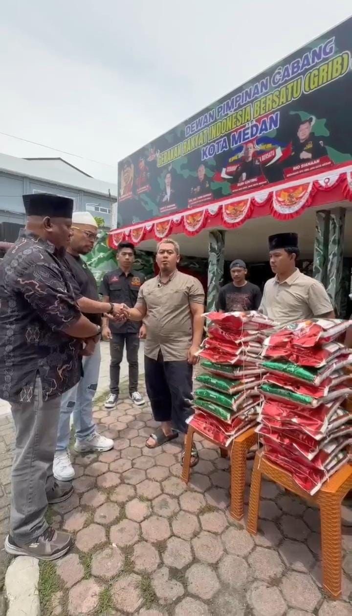 Peduli Logistik Dapur Umum, Kabid OKK dan Jajaran DPC GRIB Jaya Medan Kirim Bantuan Beras untuk Dapur Umum