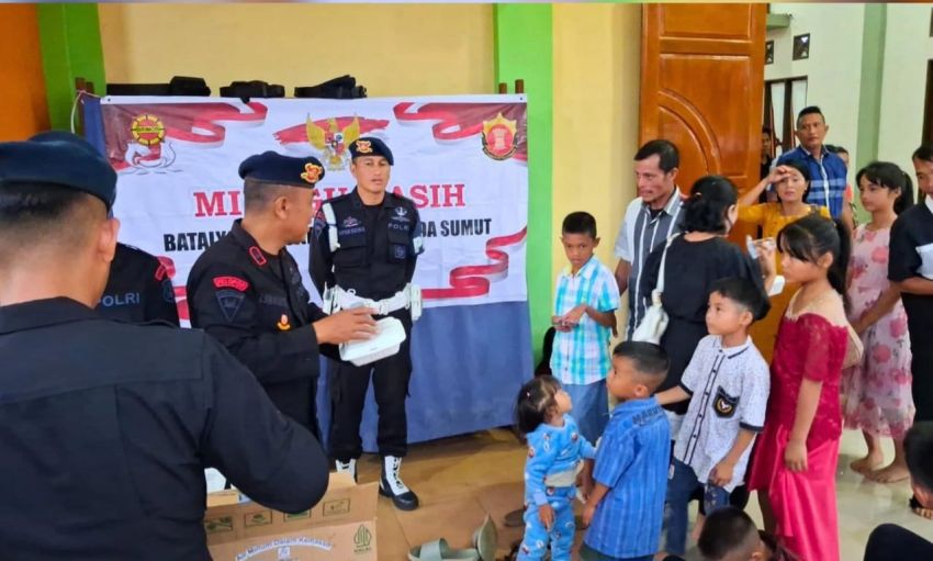Minggu Kasih Brimob Sumut, Berbagi Kebahagiaan dan Pererat Kedekatan dengan Masyarakat