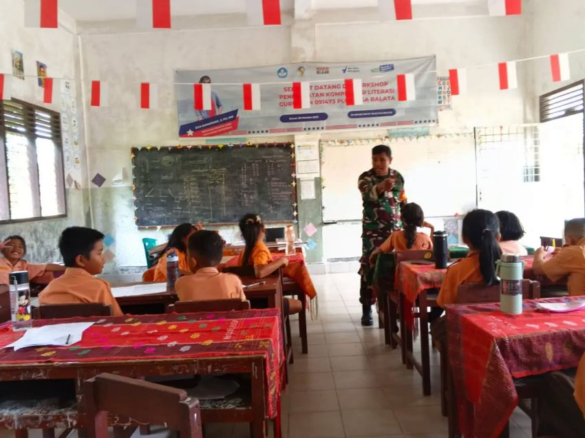 Babinsa Kodim 0207/Simalungun Bekali Siswa SD Wawasan Kebangsaan