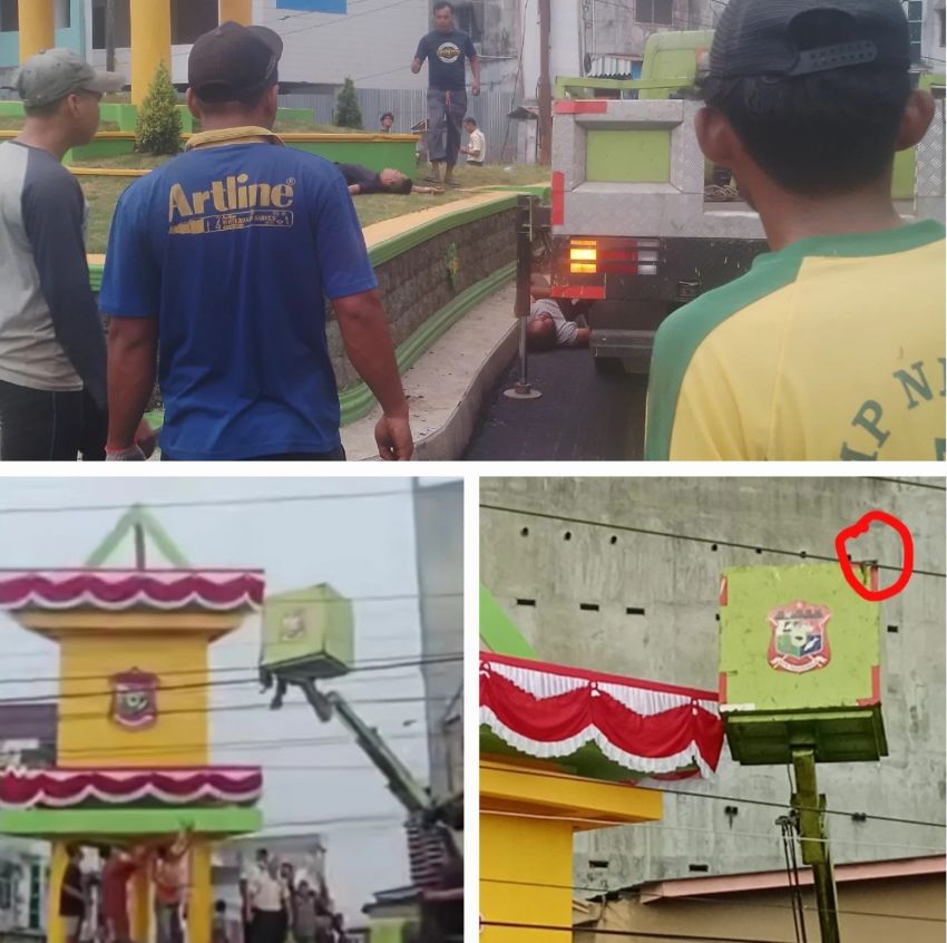 3 Pekerja DLH Kota Tanjungbalai Tersengat Listrik Tegangan Menengah Saat Pasang Bendera