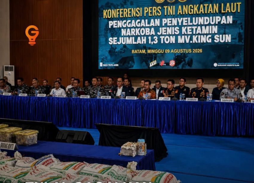 TNI Angkatan Laut dan Bea Cukai Gagalkan Penyelundupan Narkoba Jenis Ketamin 1,3 Ton
