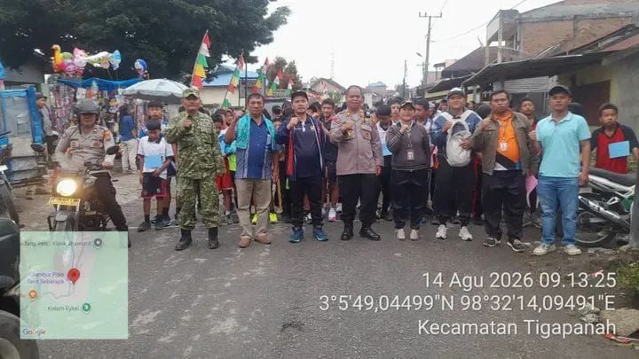 Polsek Tigapanah Amankan Lomba Lari 5 Kilometer Semarak HUT RI ke-81