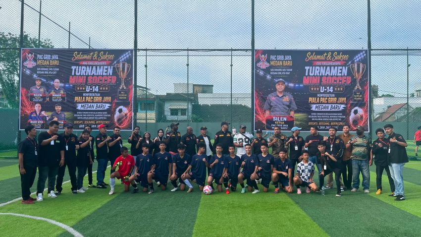 Ajang Silaturahmi Menjelang HUT RI, DPC GRIB Jaya Medan Gelar Turnamen Mini Soccer U-14 Piala PAC Medan Baru