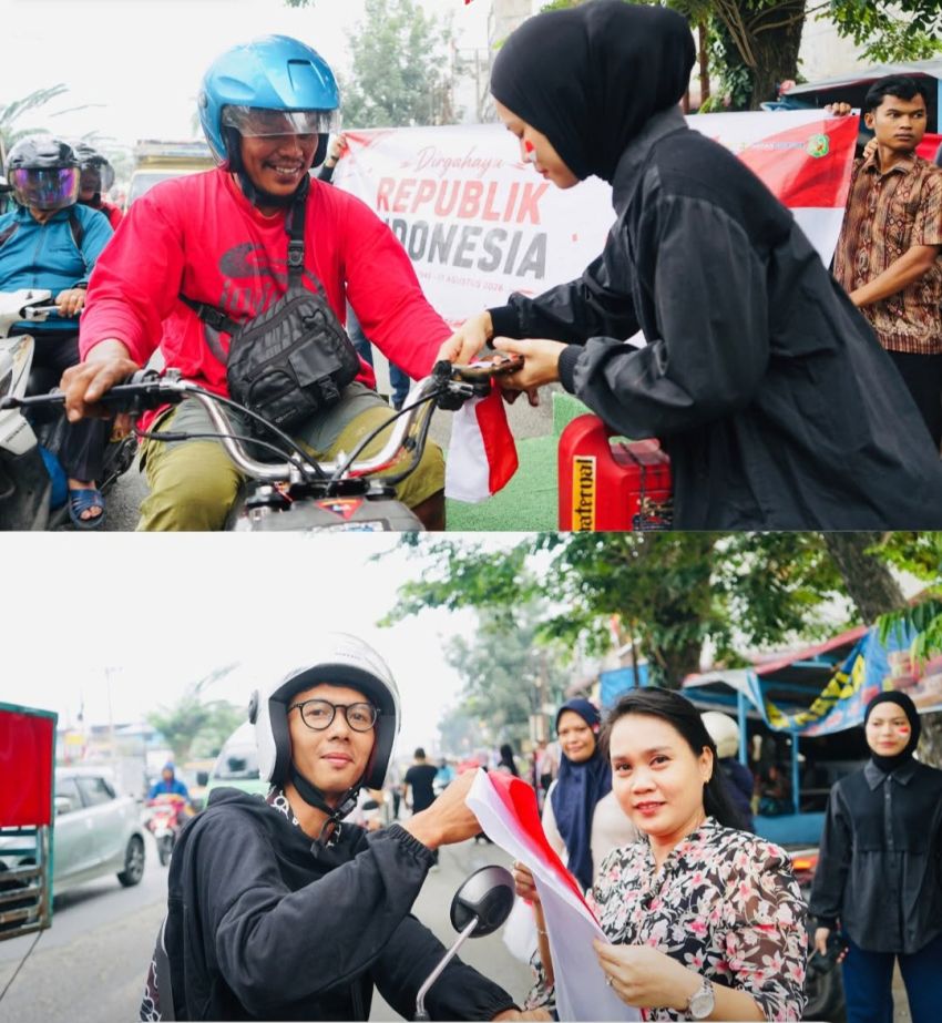 Semarak HUT Ke-81 Kemerdekaan RI, Dinas SDABMBK Bagikan Bendera Merah Putih Kepada Masyarakat