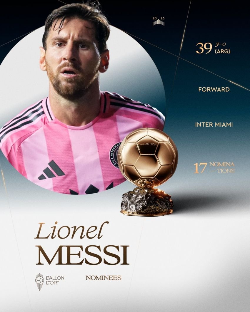 Messi Masuk Daftar 30 Nominasi Ballon d'Or 2026, Nama Ronaldo Tak Ada
