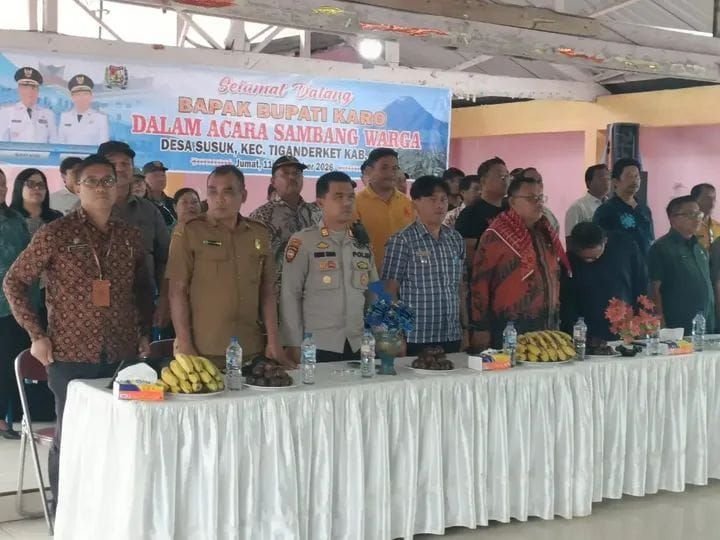 Polsek Tiganderket Amankan Kegiatan Sambang Warga Bupati Karo di Desa Susuk