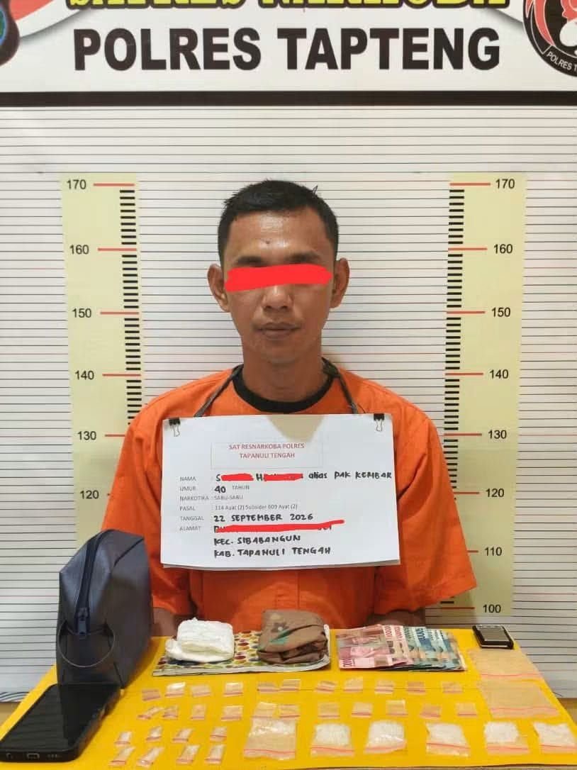 Polres Tapteng Ringkus Pengedar Sabu di Sibabangun, Disita 25,85 Gram dan Buku Catatan Bon
