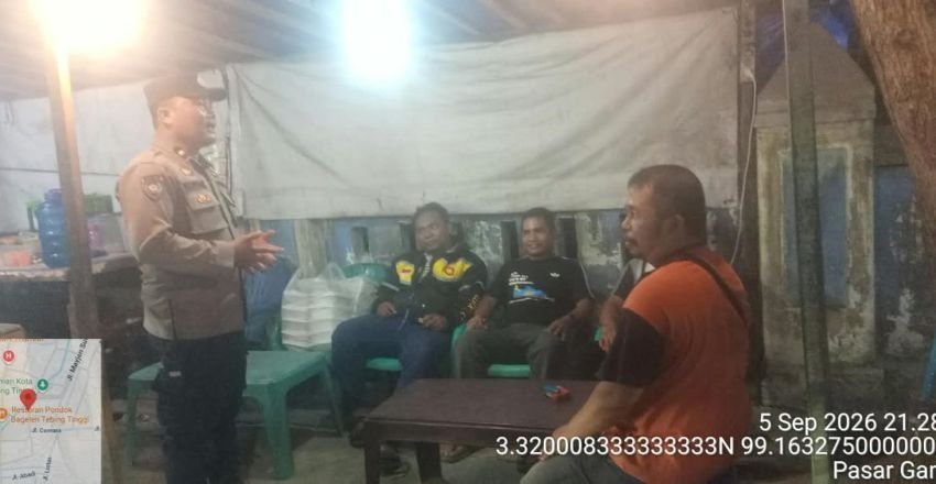 Polres Tebing Tinggi Pantau Pos Satkamling Langsat, Pastikan Kamtibmas Kondusif
