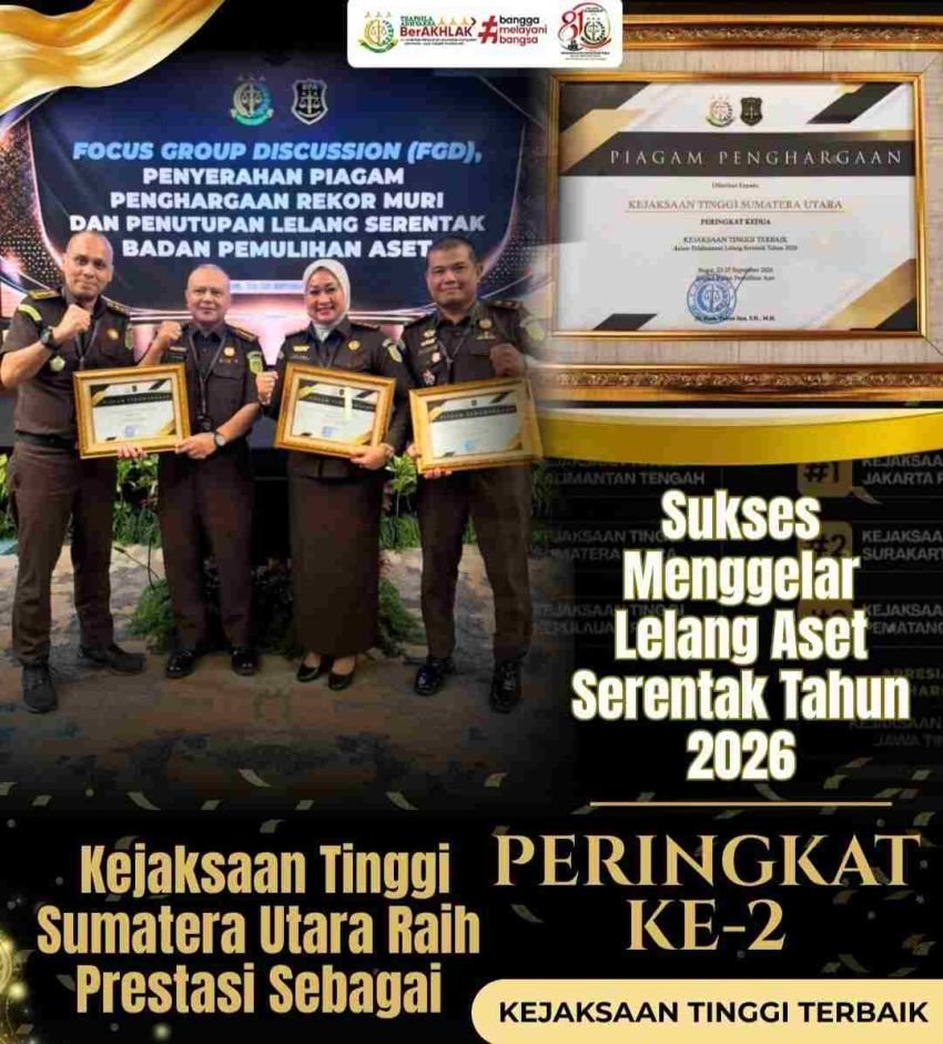 Kejaksaan Tinggi Sumatera Utara Raih Prestasi Sebagai Peringkat Ke-2 Kejaksaan Tinggi Terbaik